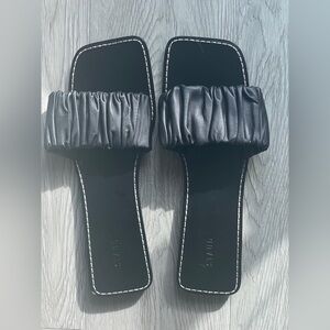 STAUD Black Ruched Women's Sandals size 39